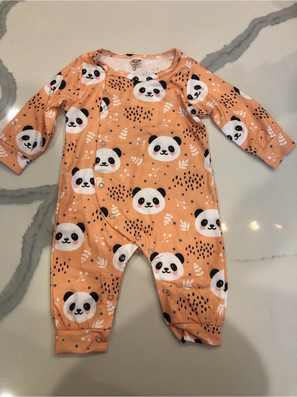 Baby Peach Panda Footed One-Piece Romper